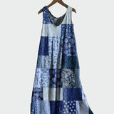Blaues Patchwork-Kleid