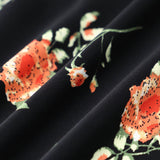 Glória - Schwarzes Blumen-Midi-Kleid