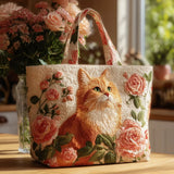 Cartera Artesanal - Gata Rosa con Rosas