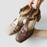 Elyxiana | Orthopädische Blockabsatzschuhe mit T-Schnürung
