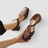Elyxiana | Orthopädische Blockabsatzschuhe mit T-Schnürung