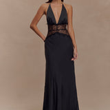 Velina - Langärmliges Spitzen- und Satin-Kleid