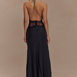 Velina - Langärmliges Spitzen- und Satin-Kleid