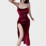 Gabriela - Samtkleid mit Schlitz