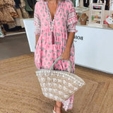 MANA | MIDI GRÜNES BLUMENKLEID CHIC MIT V-AUSSCHNITT