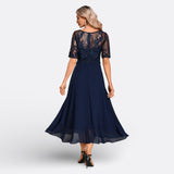 Mariana - Dunkelblaues Kleid mit langen Ärmeln