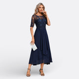 Mariana - Dunkelblaues Kleid mit langen Ärmeln