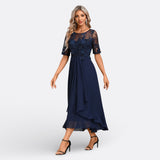 Mariana - Dunkelblaues Kleid mit langen Ärmeln