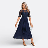 Mariana - Dunkelblaues Kleid mit langen Ärmeln
