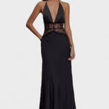 Velina - Langärmliges Spitzen- und Satin-Kleid