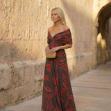 Aili | Stilvolles Blattmuster Kleid