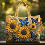 Cartera Artesanal - Girasoles y Mariposas Azules