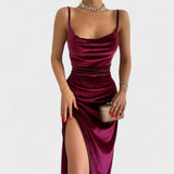 Gabriela - Samtkleid mit Schlitz