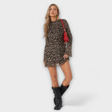 Leopardmuster Strickkleid