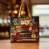 Cartera Artesanal - Estampado Floral y Libros
