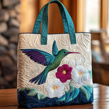 Cartera Artesanal - Colibrí y Flor Blanca