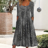 ELOWEN | MIDI-LÄNGE CASUAL-KLEID MIT LANGEN ÄRMELN