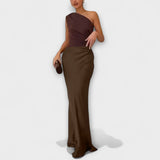 Luna - Asymmetrisches Satin-Kleid