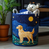 Encanto de Perro Dorado | Cesto de Ropa Hecho a Mano