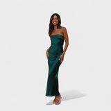 Carmen - Trägerloses Satin-Kleid