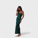 Carmen - Trägerloses Satin-Kleid