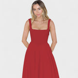 Maribel - Midi-Kleid mit quadratischem Ausschnitt