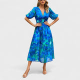 Clara - Elegantes Midi Blumenkleid