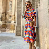 Alma - Buntes Geometrisches Kleid