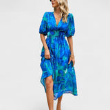 Clara - Elegantes Midi Blumenkleid