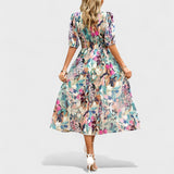 Clara - Elegantes Midi Blumenkleid
