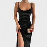 Gabriela - Samtkleid mit Schlitz