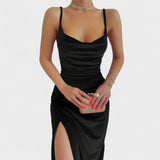Gabriela - Samtkleid mit Schlitz
