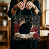 Cartera Artesanal - Gato Negro sobre Libros