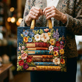 Cartera Artesanal - Estampado Floral y Libros