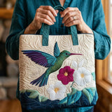 Cartera Artesanal - Colibrí y Flor Blanca