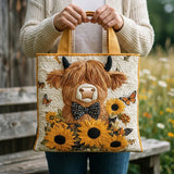 Cartera Artesanal - Vaca Highland con Girasoles