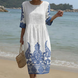 Alma - Maxikleid mit Rundhalsausschnitt und Blumenmuster