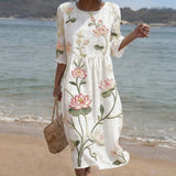 Aili - Blumen- und Pflanzenmuster Kleid