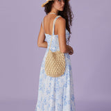 Renata - Midi Kleid Blau Blumenmuster